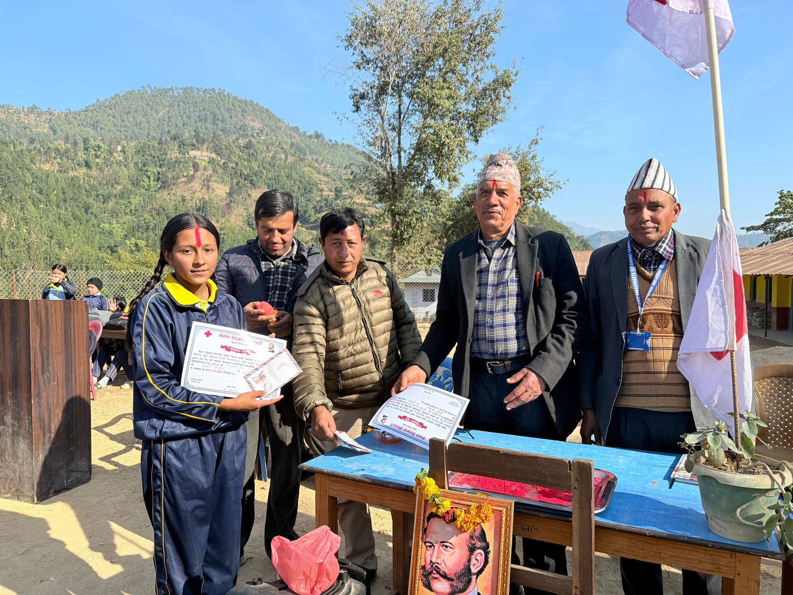 Prize giving to Sandhaya Pokhrel